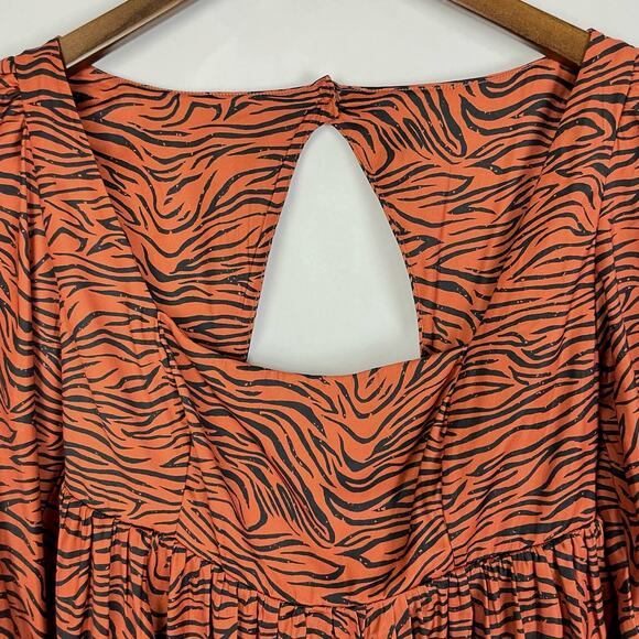 Free People | Tiger Open Back Cut-Out Flouncy Peplum Smocked Long Sleeve Top - Picture 5 of 11